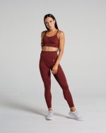 legginsy sportowe bordowe