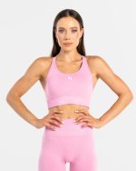 Stanik sportowy różowy, biustonosz na siłownię