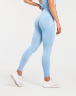 legginsy fitness niebieskie, sportowe