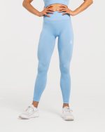 legginsy fitness niebieskie, sportowe