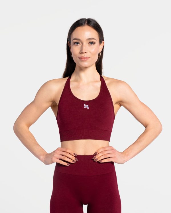 Stanik sportowy bordowy. Biustonosz sportowy z dobrym wsparciem.