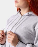 dresy damskie - szara bluza dresowa z metalowym zamkiem. jest w szarym kolorze. posiada duży kaptur.