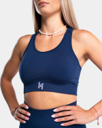 stanik sportowy z wysokim wsparciem w kolorze granatowym.