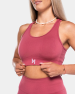 top do biegania z wysokim wsparciem, top sportowy na siłownię w kolorze różowym
