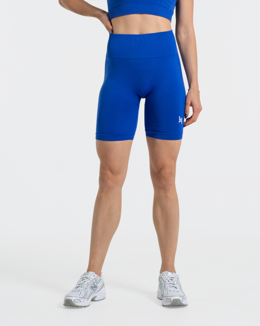 spodenki bikery dla kobiet (damskie) w kolorze niebieskim. mają efekt push up. są dobre dla kobiet które uprawiają sport np. siłownia