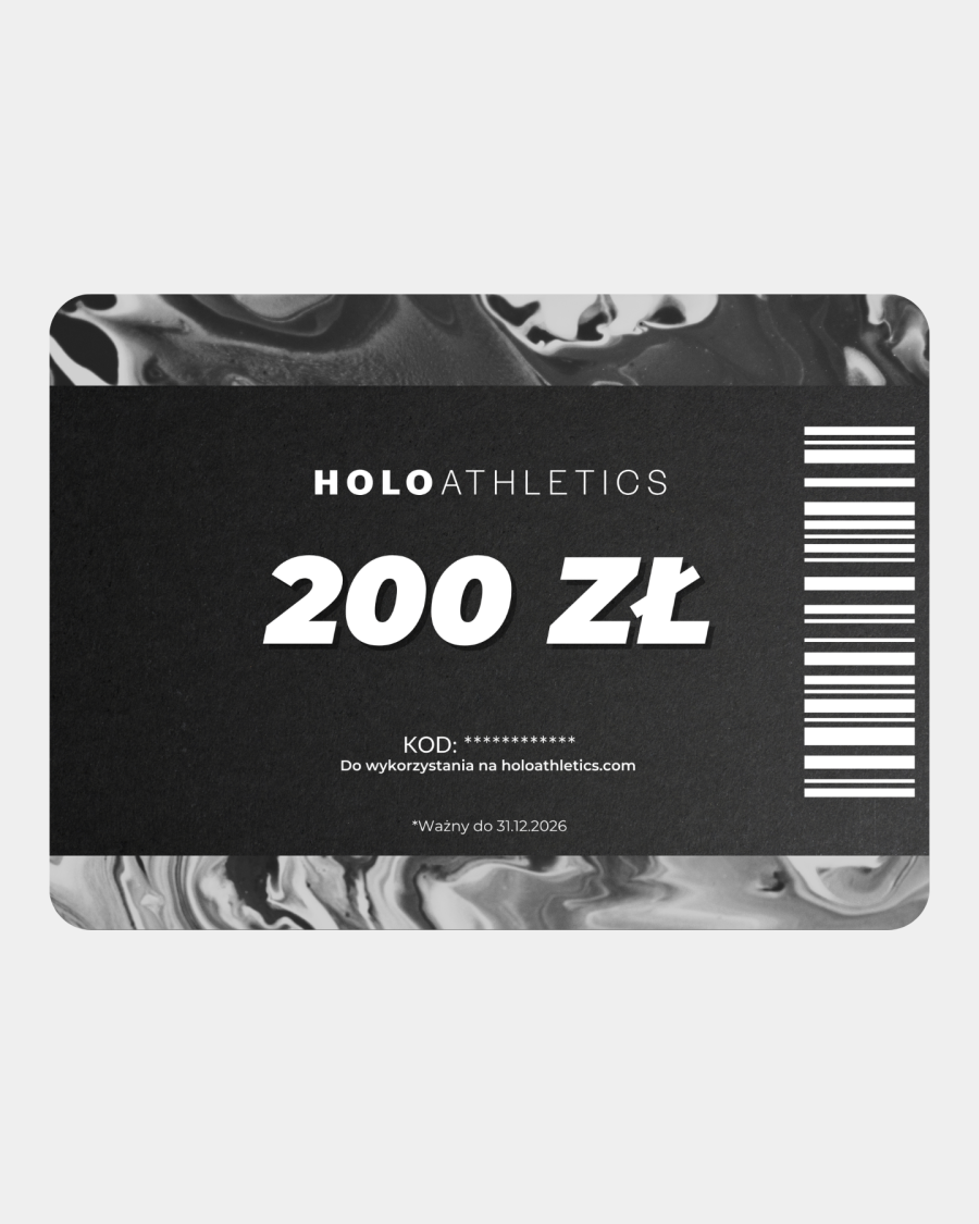 karta podarunkowa do sklepu z odzieżą sportową. holo.