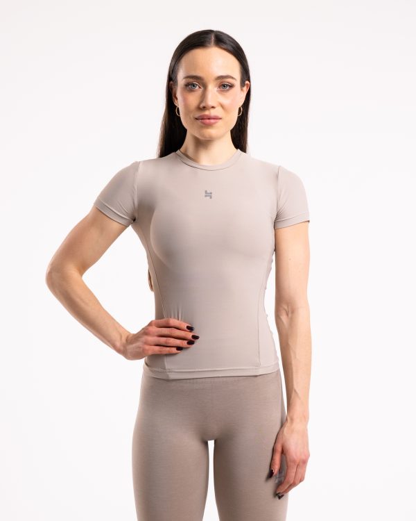 damska koszulka sportowa beżowa