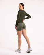 Koszulka damska z długim rękawem sportowa kolor khaki